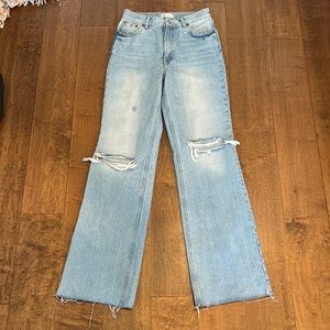 Zara Wide Leg Ripped Jeans
